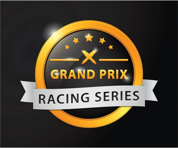 Grand prix yarış altın rozet — Stok Vektör