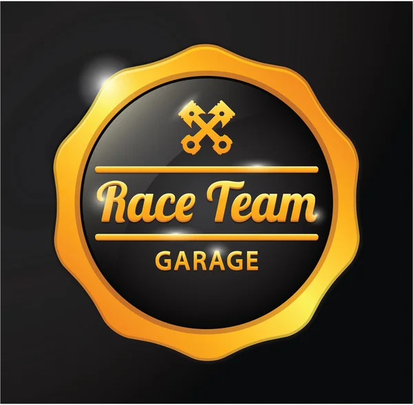 Gara team garage distintivo d'oro — Vettoriale Stock