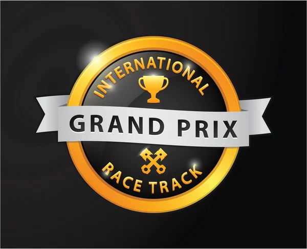 Grand Prix pista de carreras internacionales insignia de oro — Archivo Imágenes Vectoriales