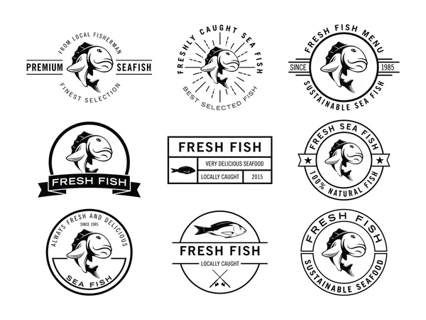 Fisk badge samling — Stock vektor