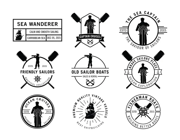 Insignias marinero en negro — Vector de stock