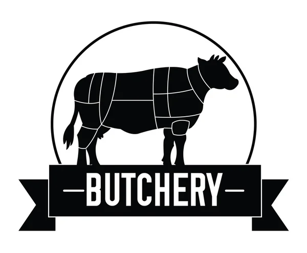 Butchery cow badge — Stock Vector