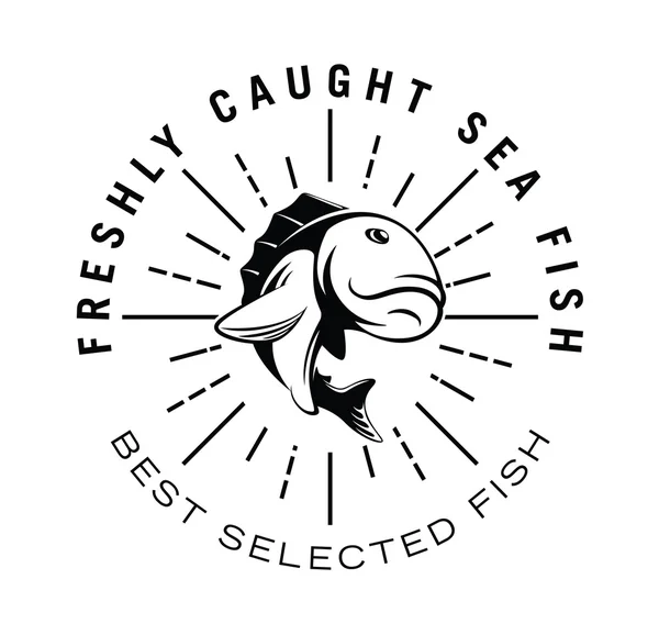 Melhor peixe selecionado: coleta de crachá de peixe — Vetor de Stock