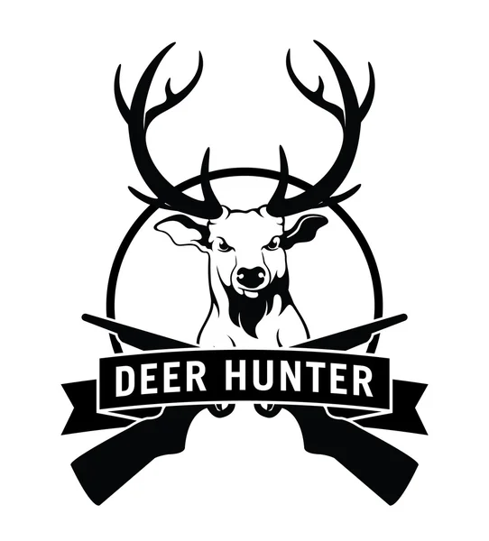 Deer hunter label badge — Stock Vector