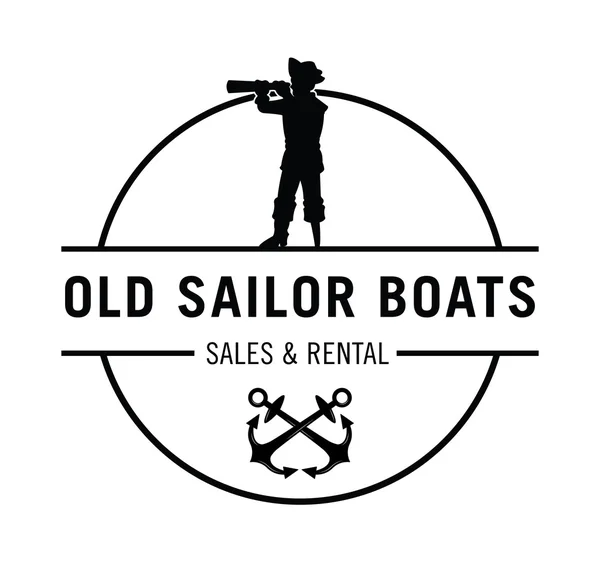 Venta y alquiler de barcos viejos marineros: Sailor badge — Vector de stock