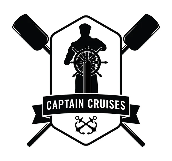 Capitán cruceros: Insignia del marinero — Vector de stock