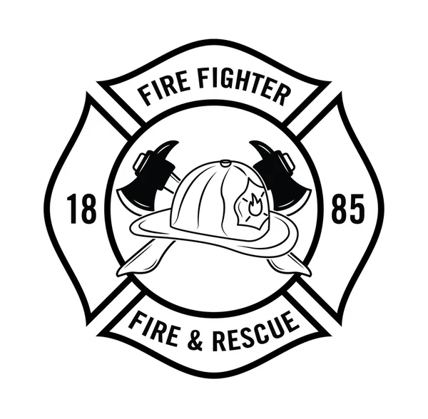 Fire n Resque: Insignia de bombero — Vector de stock