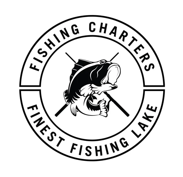 Fishing Charta: Fisher címke jelvény — Stock Vector