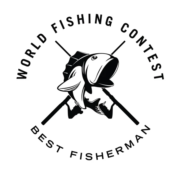 Distintivo do concurso mundial de pesca —  Vetores de Stock