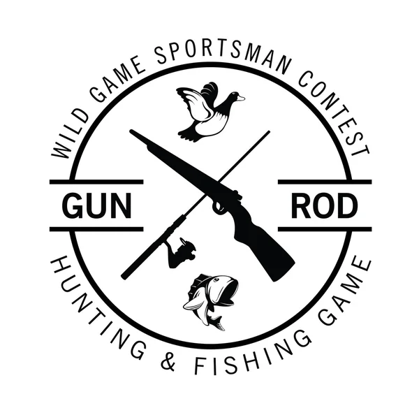 Distintivo di etichetta di caccia e pesca — Vettoriale Stock
