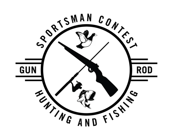 Concurso de deportistas: caza y pesca — Vector de stock