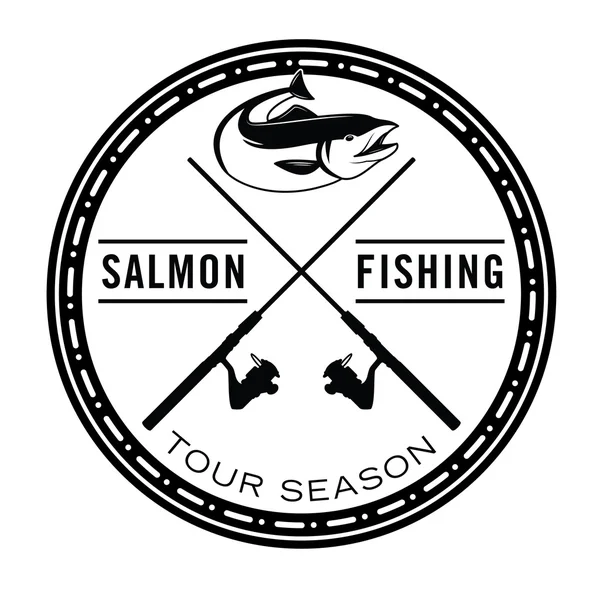 Insignia de pescado de pesca de salmón — Vector de stock