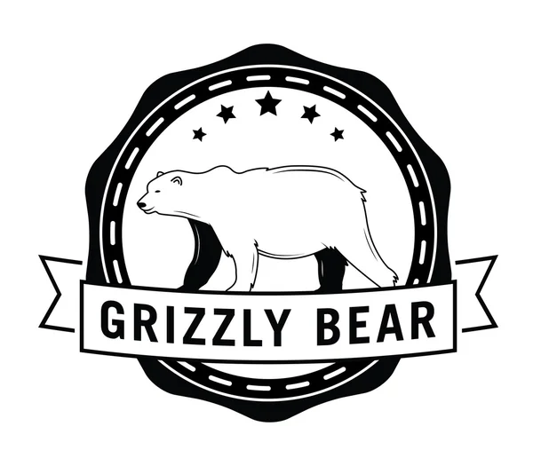 Grizzly bear: Bear label — Stockvector