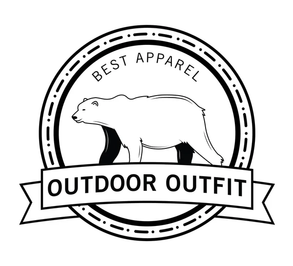 Outdoor outfit : Bear label — Stock Vector