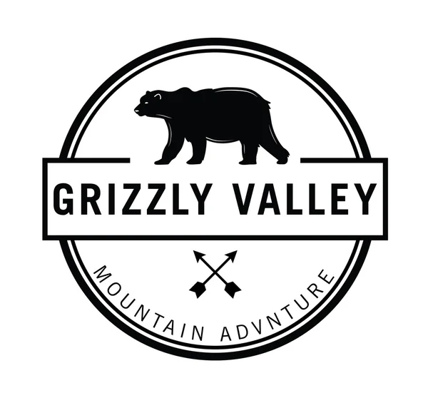 Grizzly vallei: Bear label — Stockvector