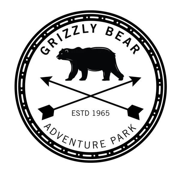 Grizzly bear : Bear label — Stock Vector