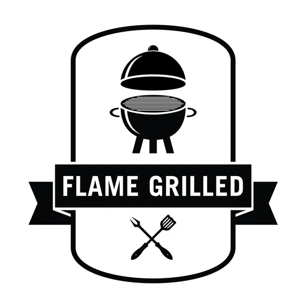 Flamme gegrillt: Meeresfrüchte und Grilletikett — Stockvektor