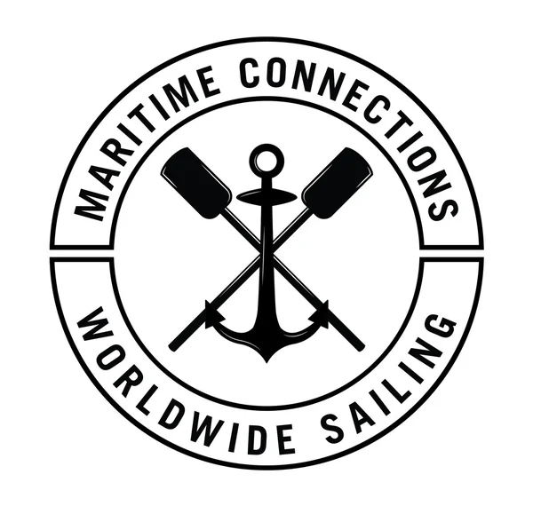 Maritime connections i Nautical label badge — Stock Vector