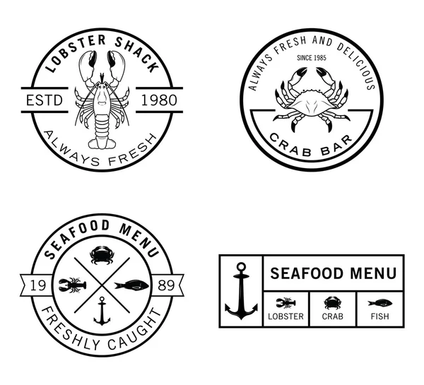 Badge d'étiquette de fruits de mer — Image vectorielle