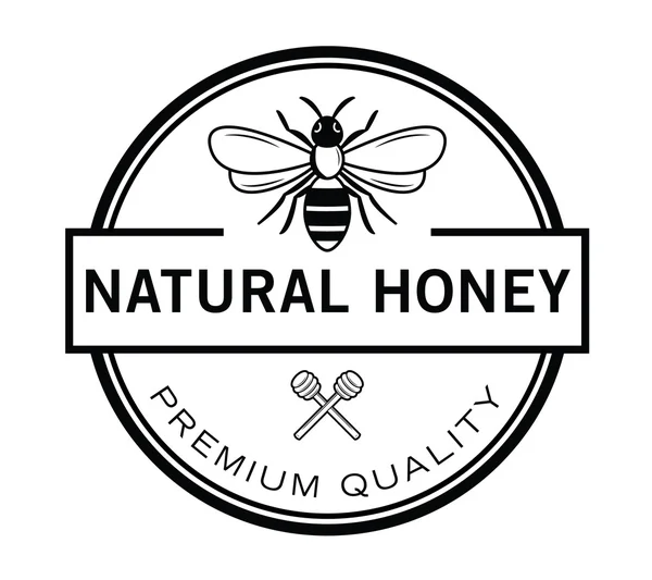 Natural Honey Bee badge — Stock Vector