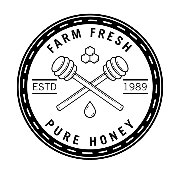 Emblema de abelha de mel puro —  Vetores de Stock