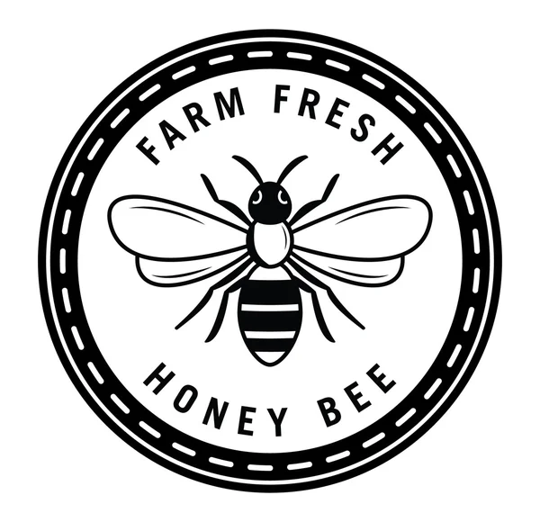 농장 신선한 꿀 꿀벌 배지 — 스톡 벡터