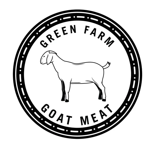 Green farm goat meat badge — Stock Vector