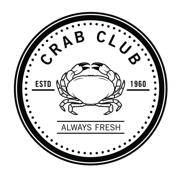 Krab klubu moře potravin odznak — Stockový vektor