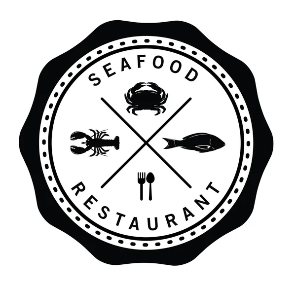 Badge d'étiquette de fruits de mer — Image vectorielle