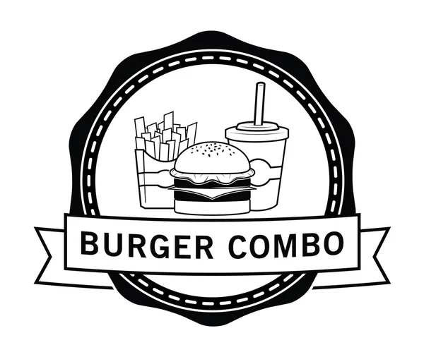 Paquete combinado Hamburguesa, papas fritas y refrescos — Vector de stock