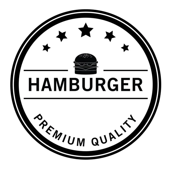 Hamburguesa de primera calidad, papas fritas y insignia de refresco — Vector de stock