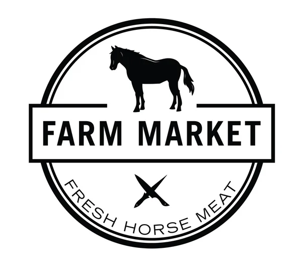 Insignia de carne de caballo fresca del mercado agrícola — Vector de stock