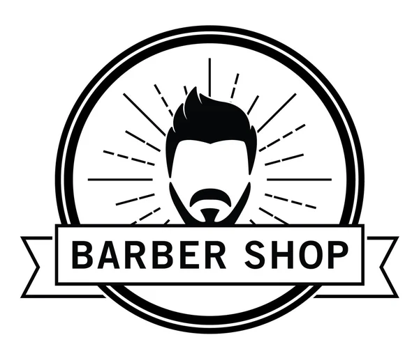 Barbeiro loja distintivo corte de cabelo & barbear — Vetor de Stock