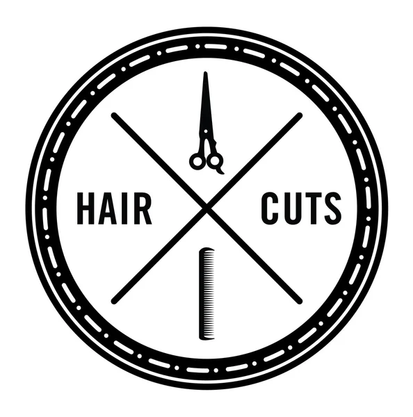 Badge coupe cheveux salon de coiffure — Image vectorielle