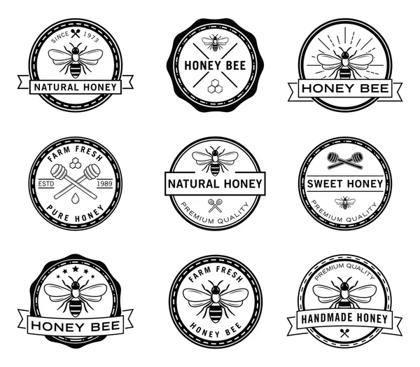 Bee badge collection — Stock Vector