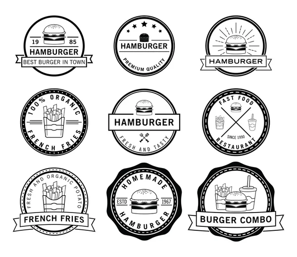 Insignia de hamburguesa, papas fritas y refrescos — Archivo Imágenes Vectoriales