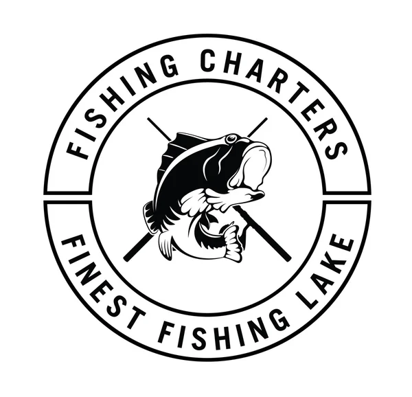Charter de pesca: Fisher label badge Vectores de stock libres de derechos