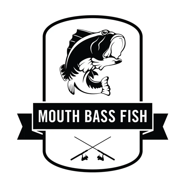 Usta basowa ryb: Fisher etykieta odznaka Ilustracja Stockowa