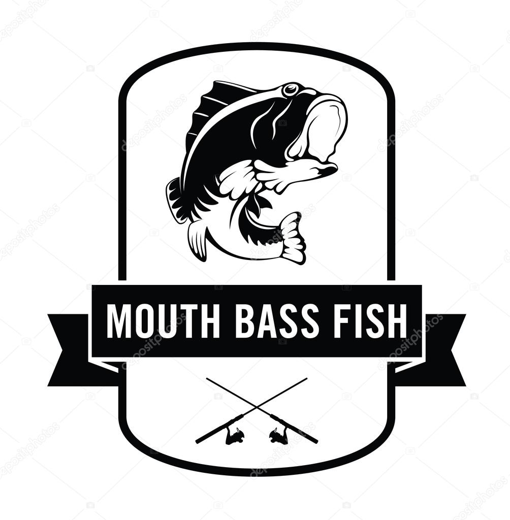 Mouth bass fish : Fisher label badge