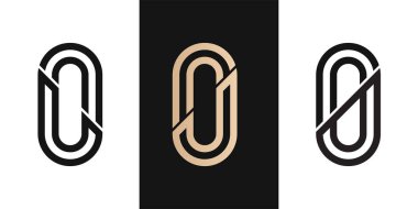 LO, OL, JO, OJ, OJ, oval şekil çizgisi olan şirket veya şirket için 0 logo tasarım simgesi Oval şekil çizgisi olan SS logo tasarım ikonu. Yaratıcı fikir vektör şablonu.