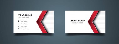 3d Kırmızı Chevron 'lu Modern Business Card. Yaratıcı ve Temiz İş Kartı Şablonu. Yazdırmaya hazır vektör.