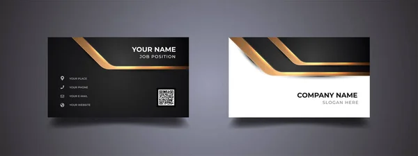 Σύγχρονη Επαγγελματική Κάρτα Φόντο Χρυσές Γραμμές Ασπρόμαυρο Σχέδιο Διπλής Όψης — Διανυσματικό Αρχείο