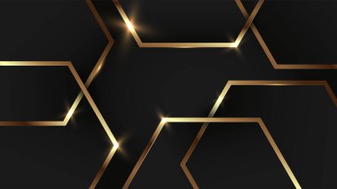 ev kağıdı iç dekorasyon vektörü için uzay metin altın satırı içeren siyah arkaplan