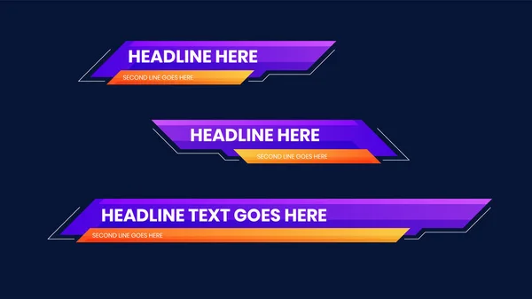 Graphic Set Broadcast News Collection Vector Lower Thirds Template Layout — Stock Vector