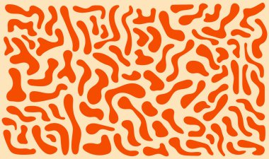 Kusursuz Organik Amoeba Soyut Deseni. Retro Groovy Orange ve Bej Sıvı Arkaplanı.