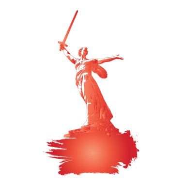 Vatan-anne çağrı üzerinde heykel. Vatan aramalar anıt vektör. 9 Mayıs.