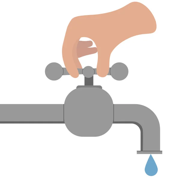 The hand unscrews the tap with water. The tap ran out of water. Lack of clean water. Contaminated water.
