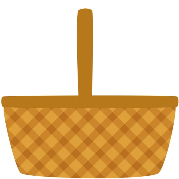 Picnic basket isolated on white background. Illustration of an empty bamboo basket.