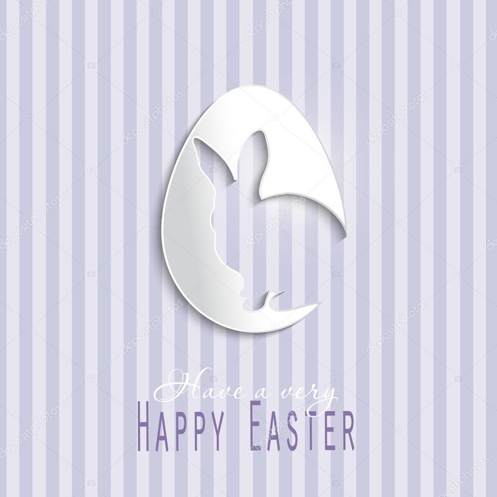 Happy Easter celebrations greeting card design with bunny silhouette. violet background