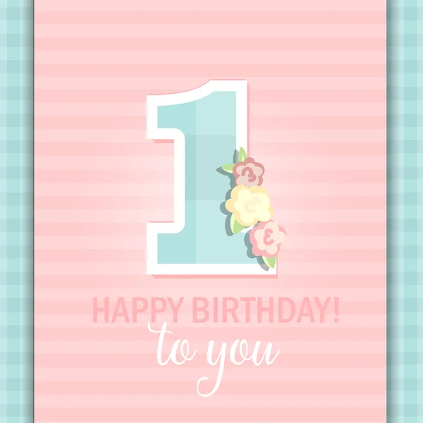 Happy Birthday voor meisje. 1 jaar — Stockvector